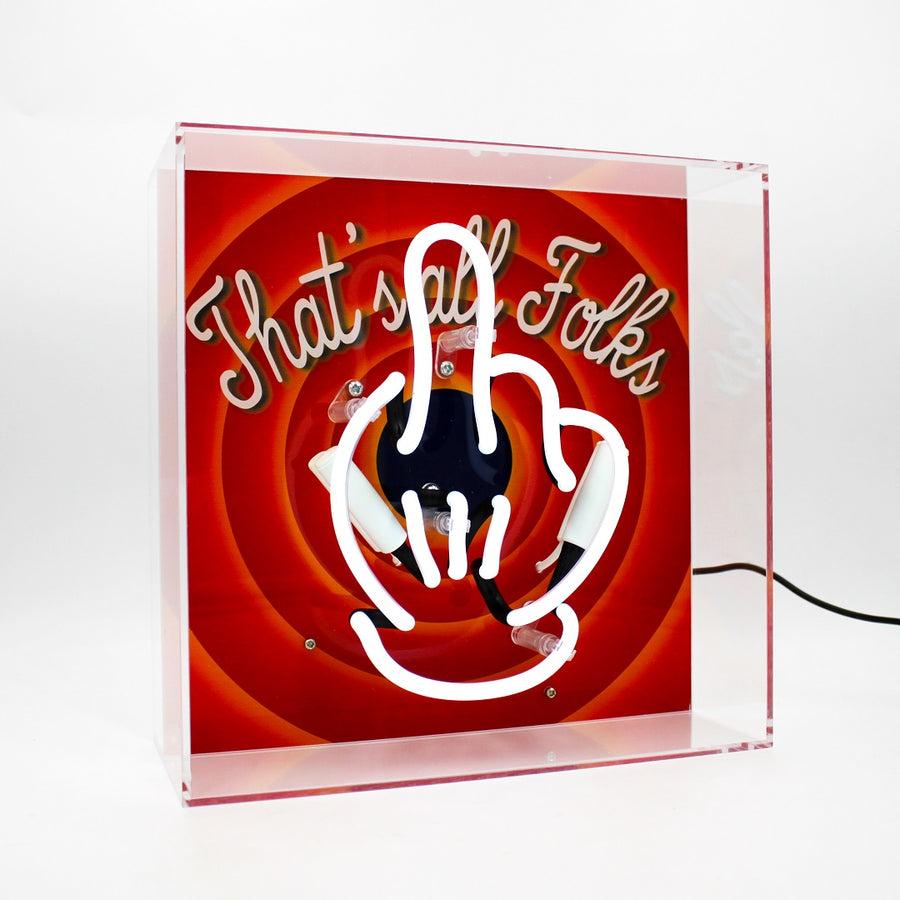 Locomocean 'That's All Folks' Glass Neon Box Sign