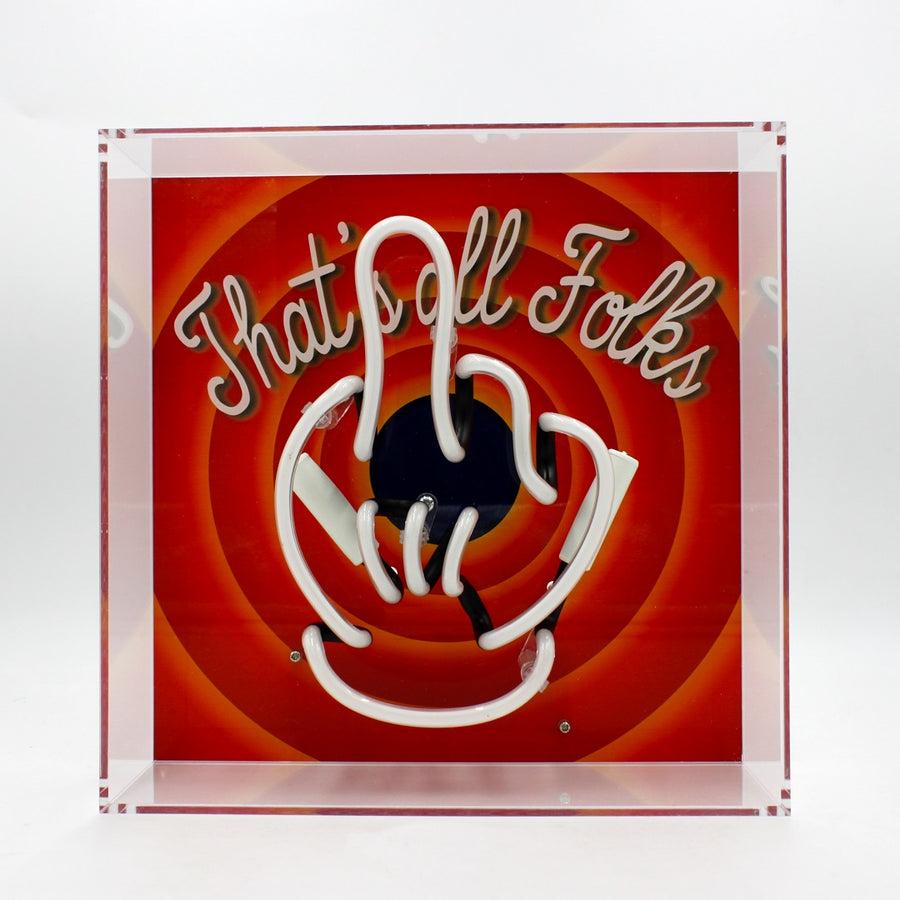 Locomocean 'That's All Folks' Glass Neon Box Sign