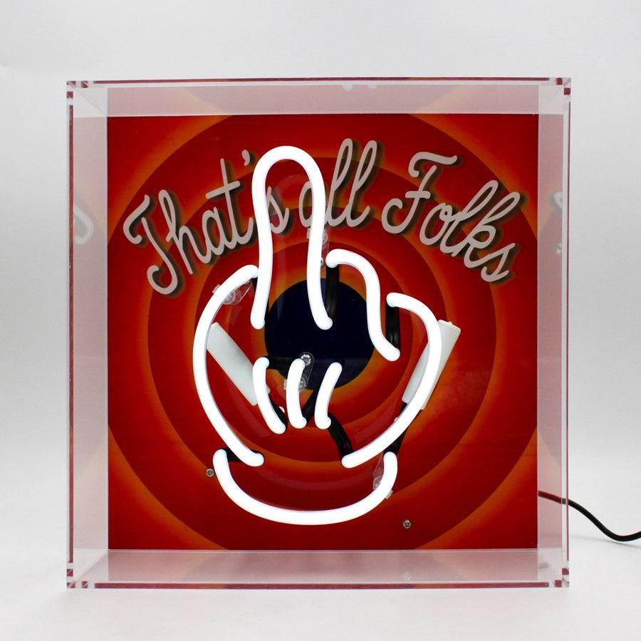 locomocean 'That's All Folks' Glass Neon Box Sign
