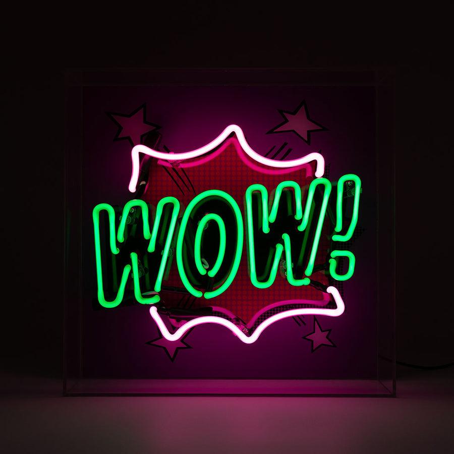 Locomocean 'WOW' Large Glass Neon Box Sign