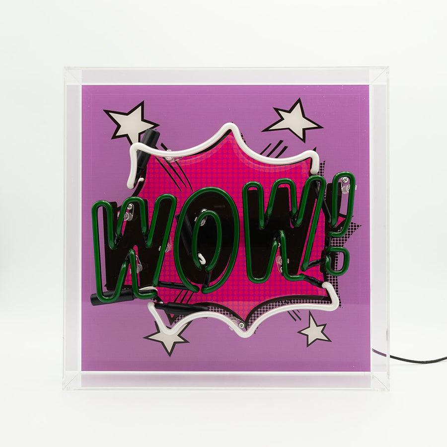 Locomocean 'WOW' Large Glass Neon Box Sign