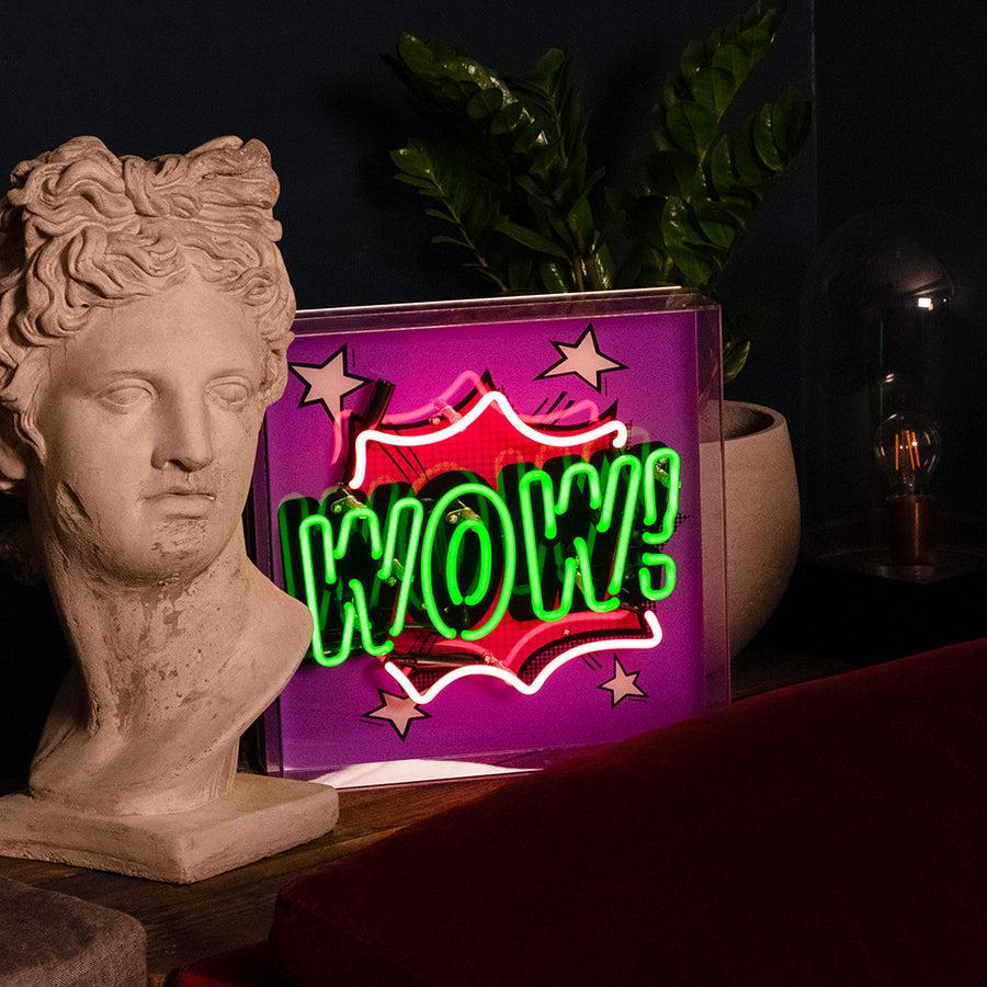 locomocean 'WOW' Large Glass Neon Box Sign