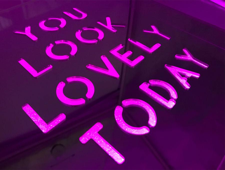 Locomocean Pink 'You Look Lovely Today' Large Square Acrylic Box LED