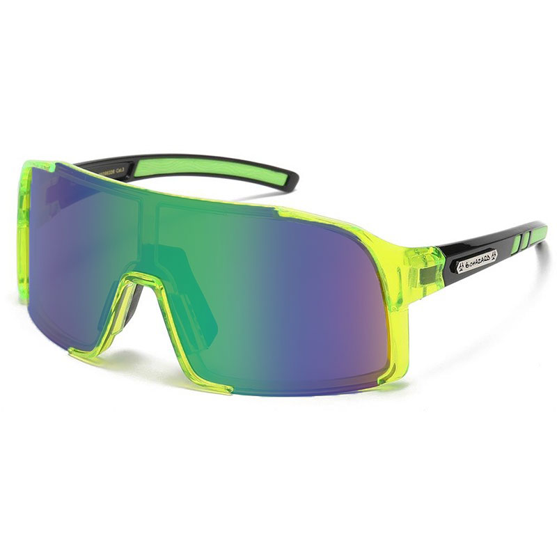 locs Biohazard Sports solbriller | Neon gult stel – Blå-grønt Spejlglas