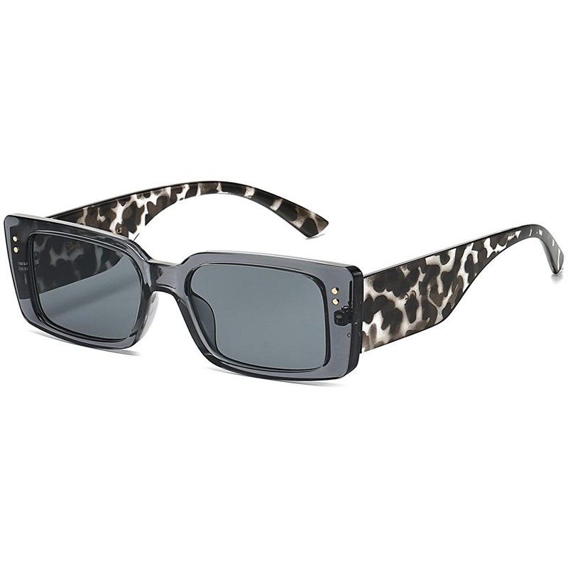 locs Blå-grå smalle Giselle Solbriller med leopard stænger – Monnaie | Grå glas