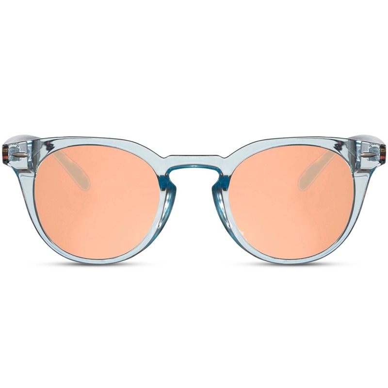 Locs Blå Transparente Clubmaster Style Solbriller Med Brun Turtle Stænger Og Orange Glas