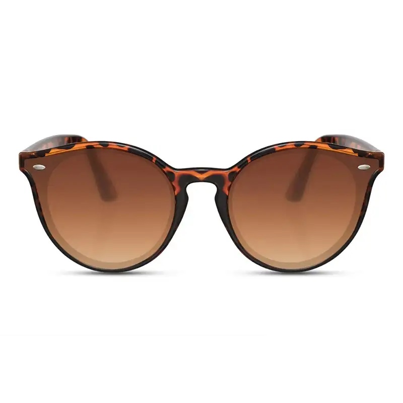 Locs Brun Turtle Runde Plate Clubmaster Solbriller – Brune Glas