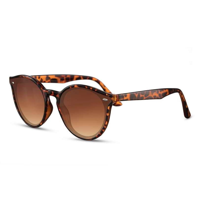 locs Brun turtle Runde Plate Clubmaster solbriller – Brune glas