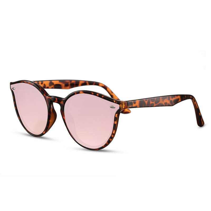 locs Brun turtle Runde Plate Clubmaster solbriller – Lyserøde spejlglas