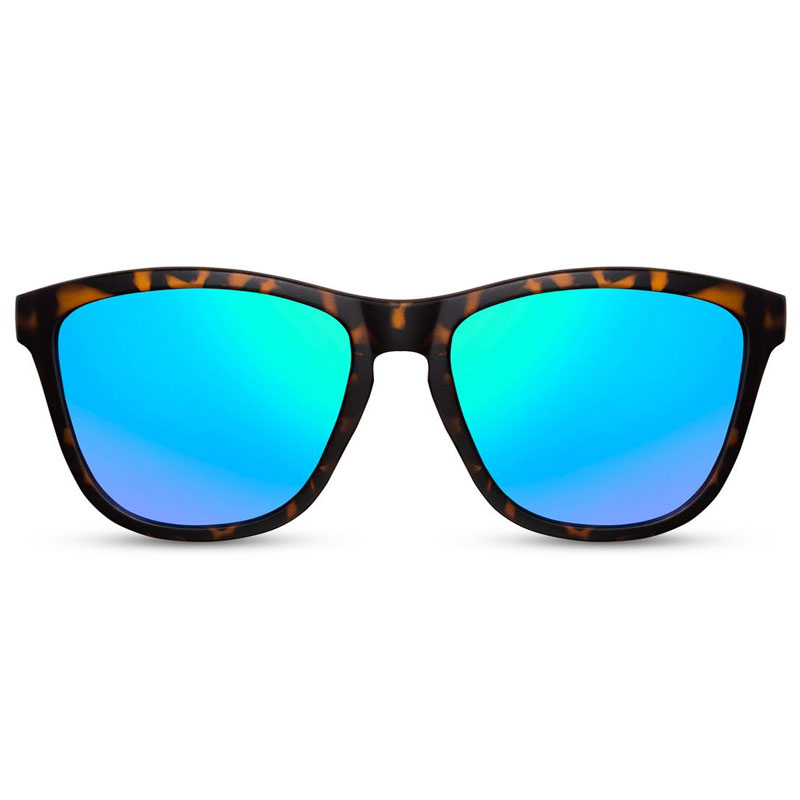 Locs Brune Turtle Wayfarer Style Solbriller – Blågrønne Spejlglas