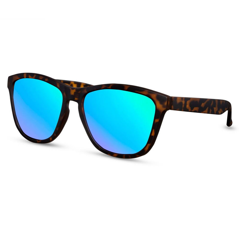 locs Brune Turtle Wayfarer Style Solbriller – Blågrønne Spejlglas