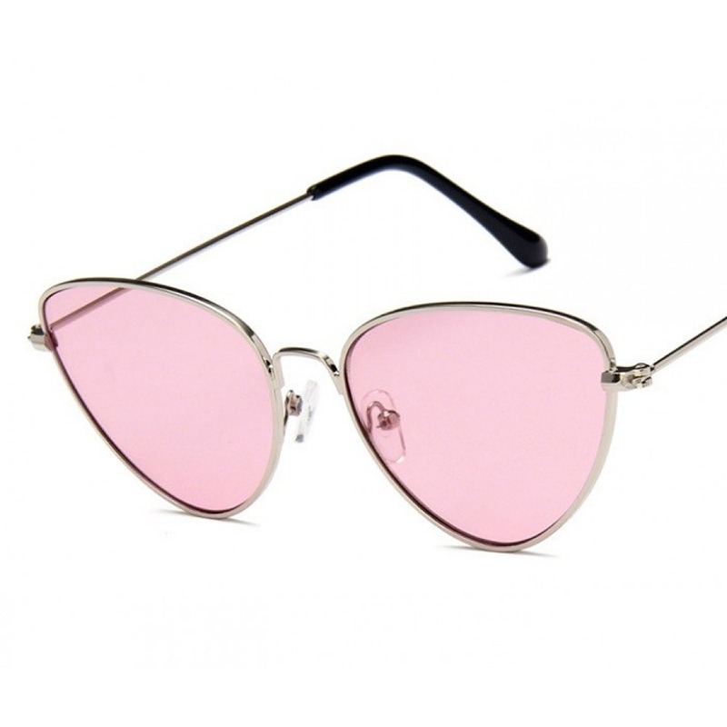 Locs Cateye Damesolbriller Med Lyserøde Glas Og Sølv Metal Stel