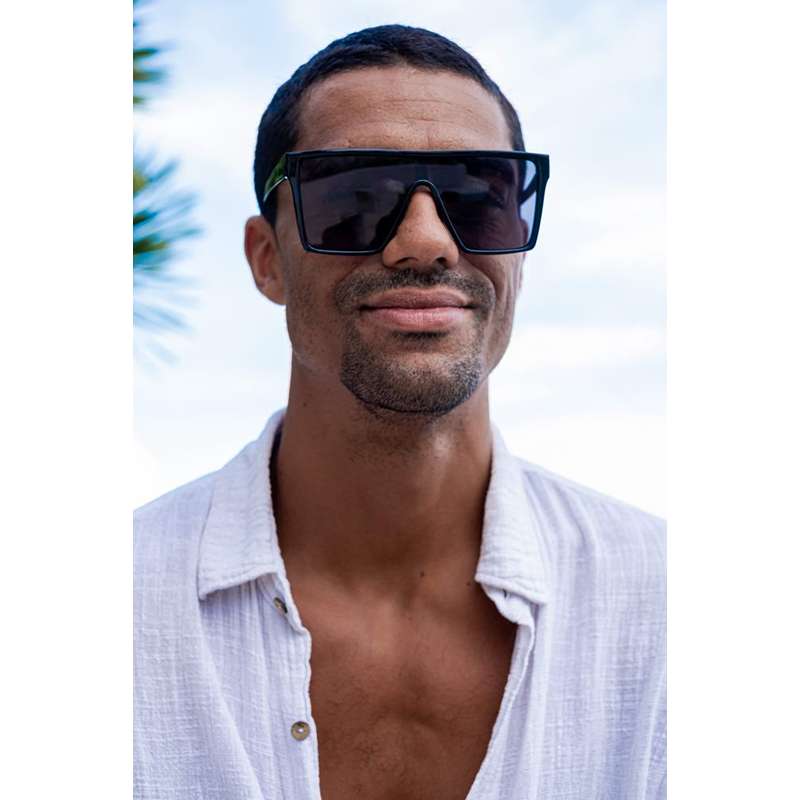 Locs Firkantede Sorte Oversized Solbriller – Mørke Glas