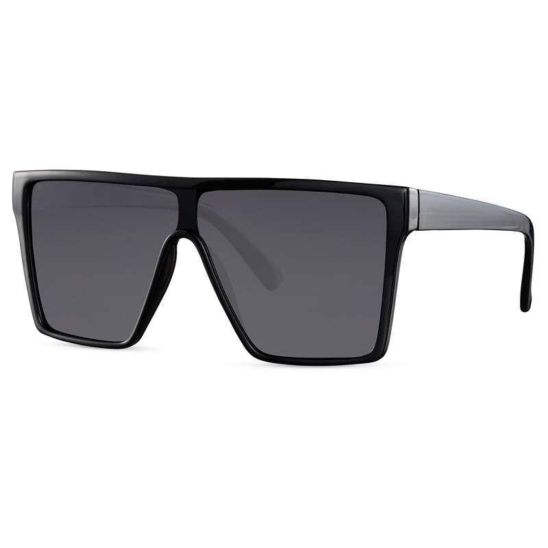 locs Firkantede Sorte Oversized Solbriller – Mørke glas