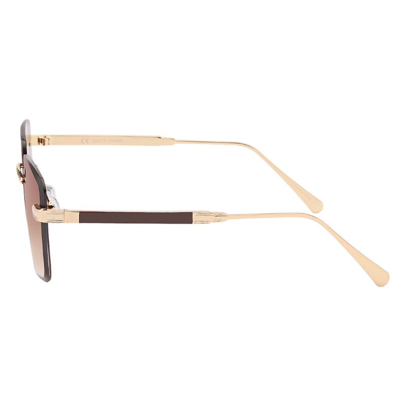 Locs Firkantede Y2K Solbriller Med Brun Fade Glas Og Guld Metal Stel | Lloret De Mar