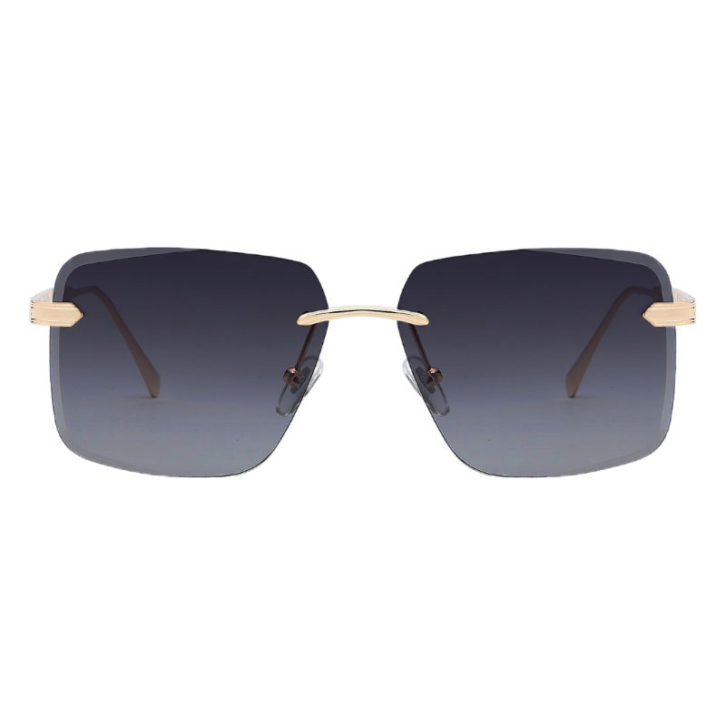 Locs Firkantede Y2K Solbriller Med Mørke Fade Glas Og Guld Metal Stel | Lloret De Mar
