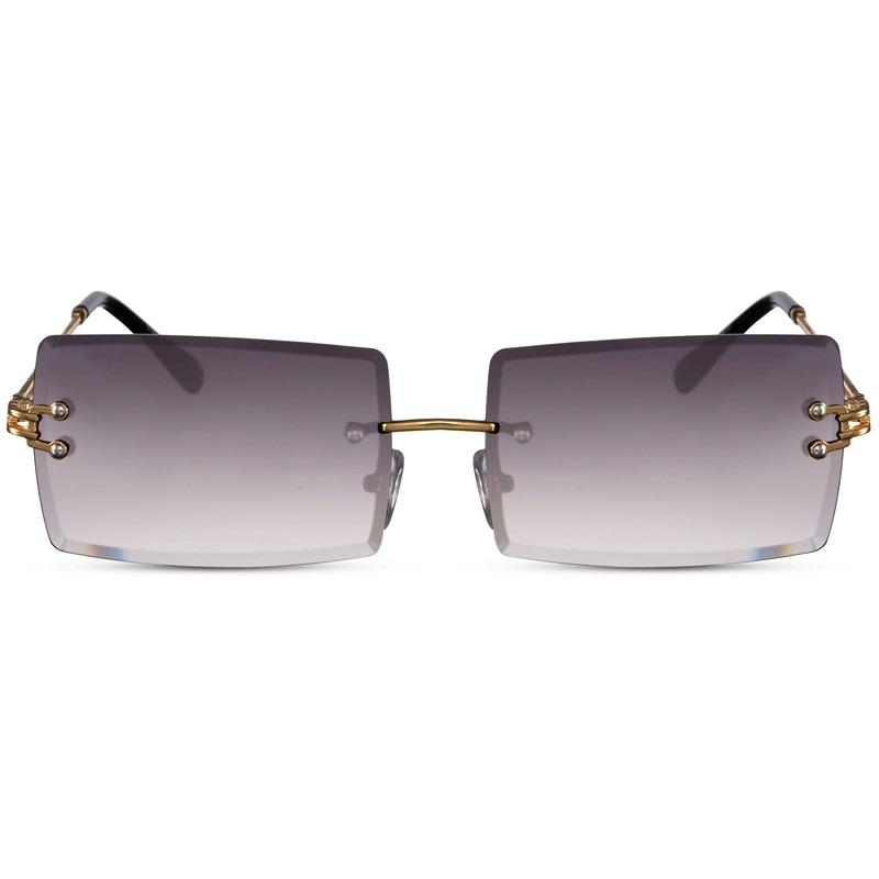 Locs Firkantede Y2K Solbriller Med Mørke Fade Glas Og Guld Metal Stel | Costa Brava