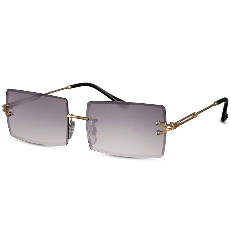 locs Firkantede Y2K Solbriller med mørke fade glas og guld metal stel | Costa Brava
