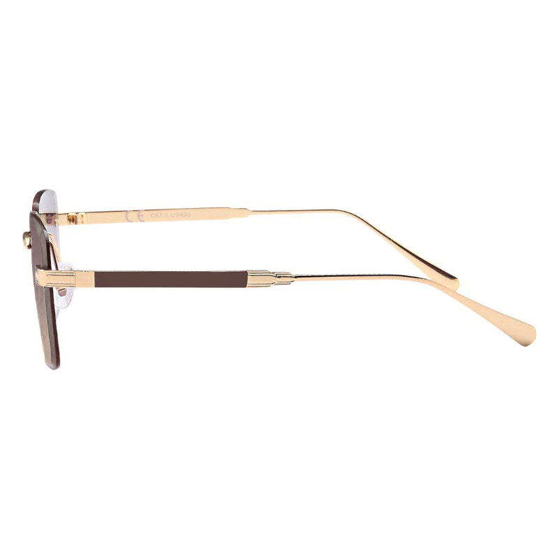 Locs Firkantede Y2K Solbriller Med Mørkebrun Fade Glas Og Guld Metal Stel | Lloret De Mar