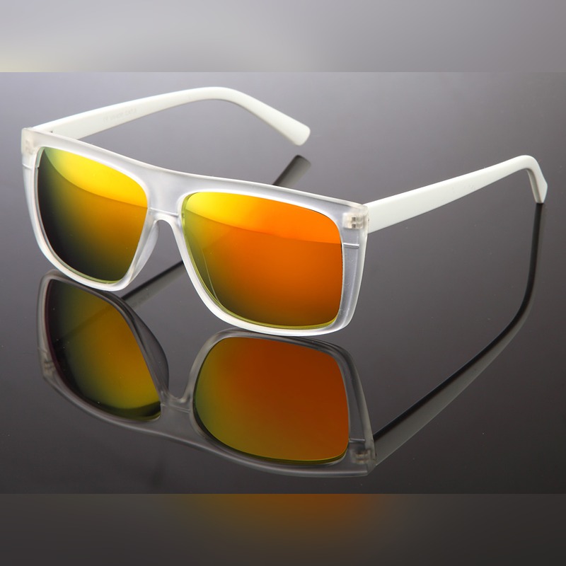 Locs Frosty Transparent Solbriller Med Hvide Stænger – Harderwijk | Orange Spejlglas