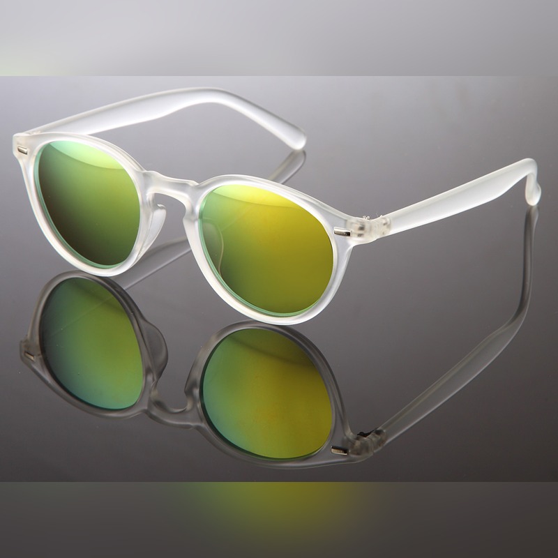 Locs Frosty Transparente Runde Solbriller – Portsmouth | Gulgrønne Spejlglas