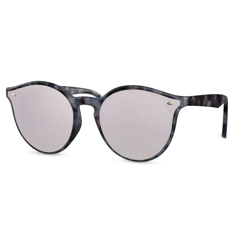 locs Grå turtle Runde Plate Clubmaster solbriller – Sølv spejlglas