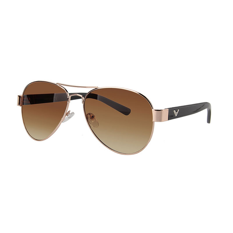 locs Guld Aviator solbriller med sorte stænger – Arzaga | Brune fade glas