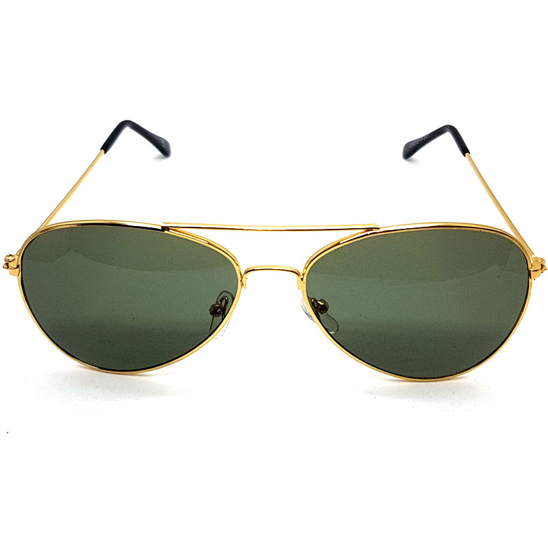 Locs Guld Aviator Solbriller – Pilot | Mørkegrønne Glas