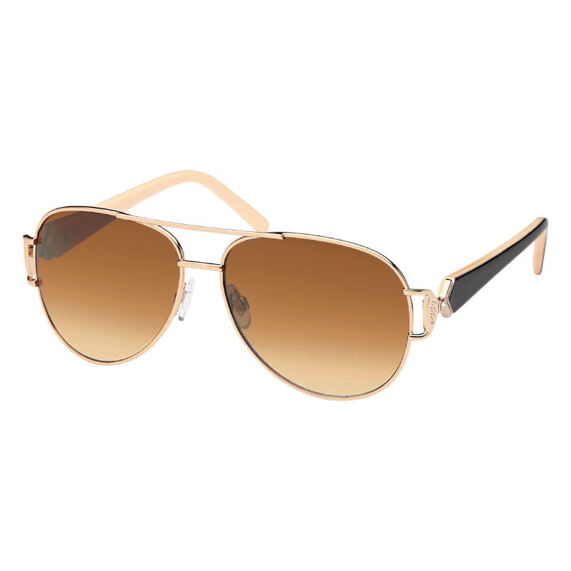 locs Guld Aviator solbriller – Sorte stænger | Brune fade glas