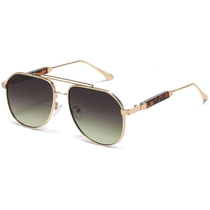 locs Guld metal Manhattan Aviator Solbriller – Lloyd | Grøn-Brune fade glas
