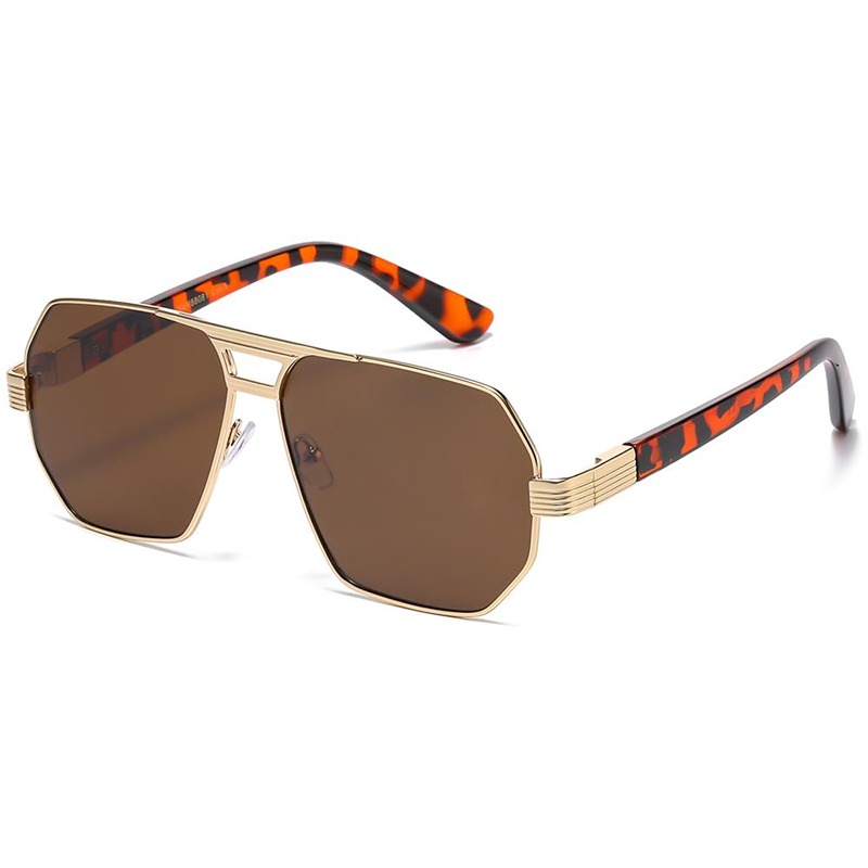 locs Guld metal og brun turtle Manhattan Aviator-Millionaire Solbriller – Quincy | Brune glas