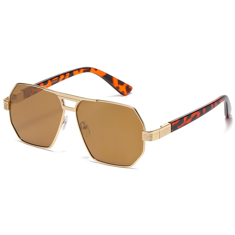 locs Guld metal og brun turtle Manhattan Aviator-Millionaire Solbriller – Quincy | Guld spejlglas