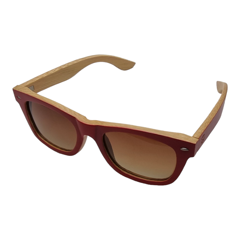 Locs Handout Apparel Bambus Solbriller | Rød Og Neutral Wayfarer