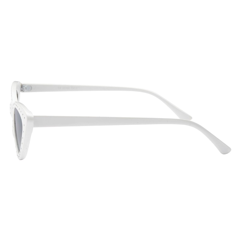 Locs Hvide Smalle Cateye Dame Solbriller Med Diamanter – Caitlyn | Mørke Glas