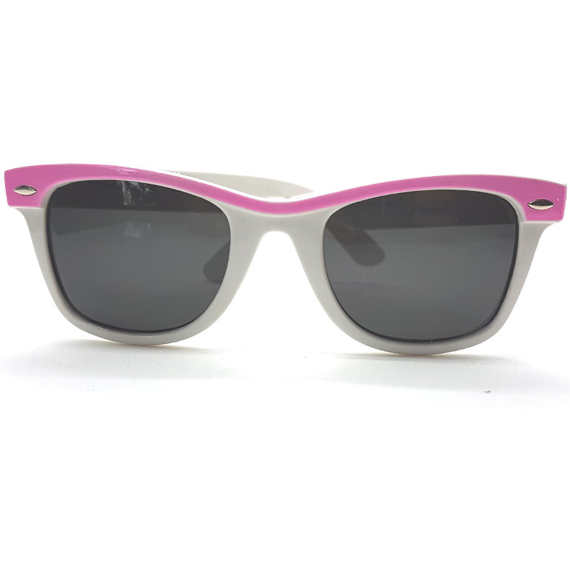 Locs Hvide Wayfarer Solbriller Med Farvede Stænger – Lyserød Stribe