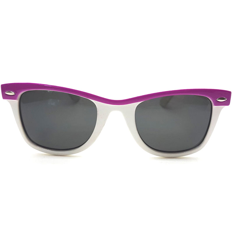 Locs Hvide Wayfarer Solbriller Med Farvede Stænger – Pink Stribe