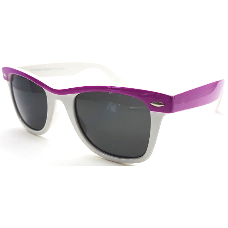 locs Hvide Wayfarer Solbriller med farvede stænger – Pink Stribe