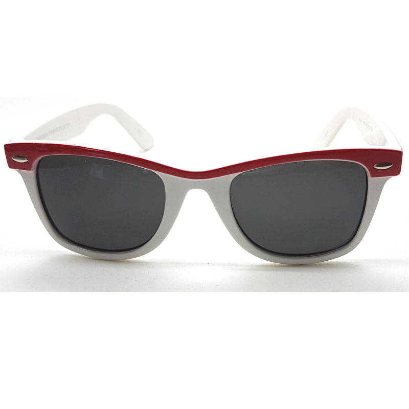 Locs Hvide Wayfarer Solbriller Med Farvede Stænger – Rød Stribe