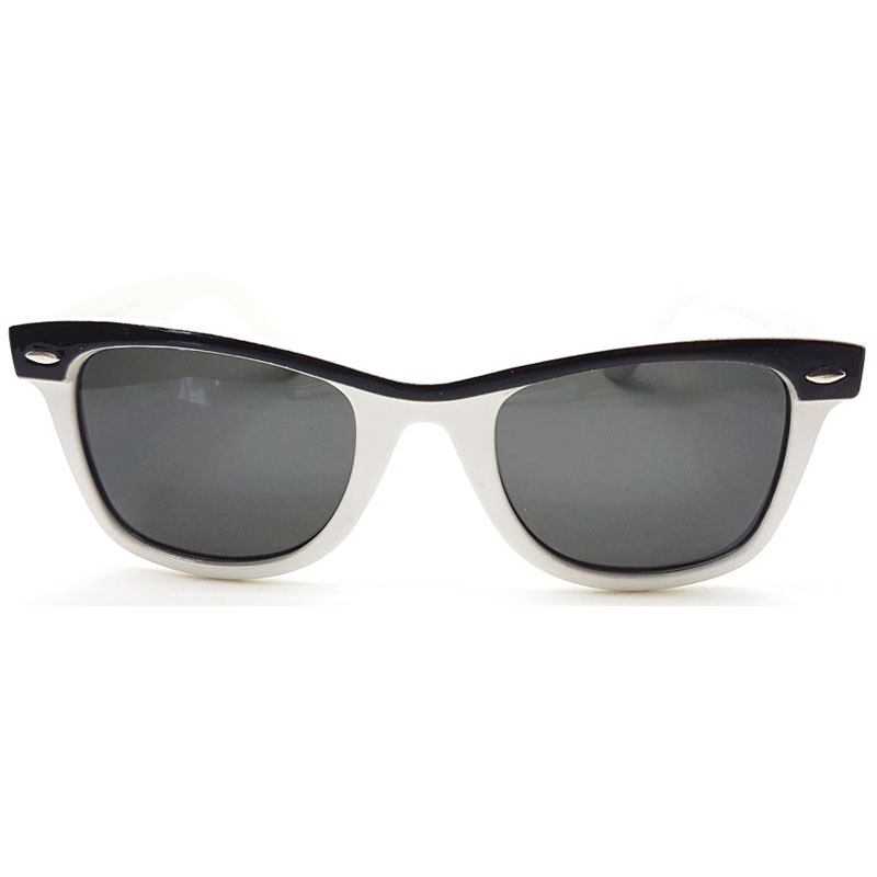 Locs Hvide Wayfarer Solbriller Med Farvede Stænger – Sort Stribe