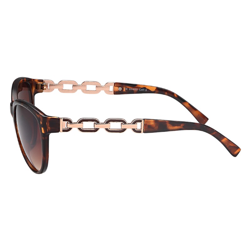 Locs Klassiske Brun Turtle Dame Solbriller Med Kæde Stænger – Nicole | Brune Fade Glas