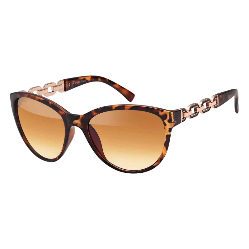 locs Klassiske brun turtle dame solbriller med kæde stænger – Nicole | Brune fade glas