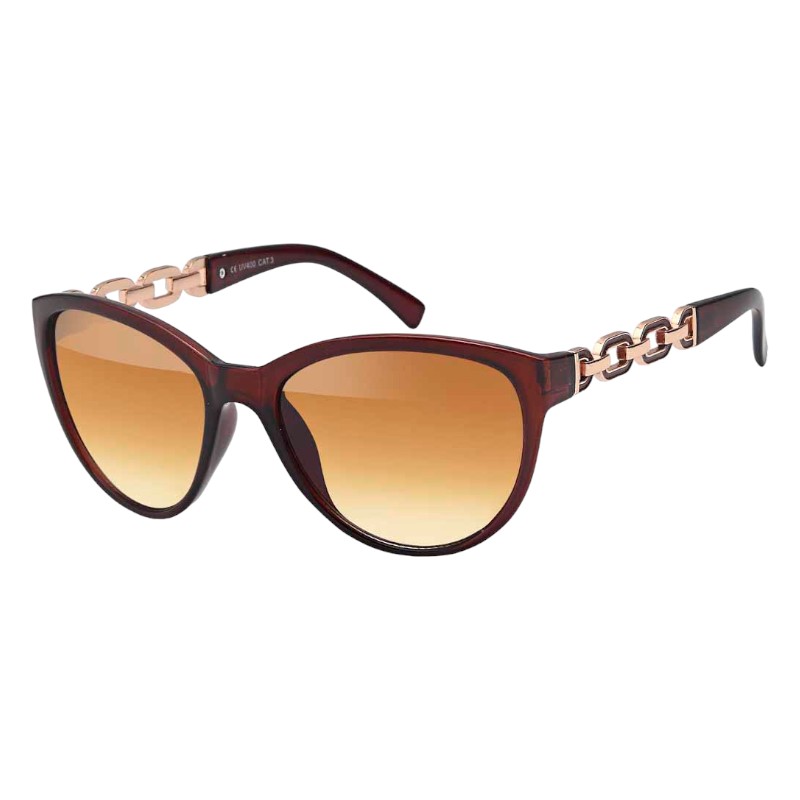 locs Klassiske brune dame solbriller med kæde stænger – Nicole | Brune fade glas