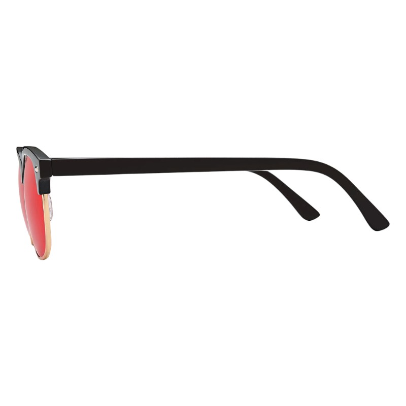 Locs Klassiske Sorte Clubmaster Briller Med Metal Guldstel | Røde Glas