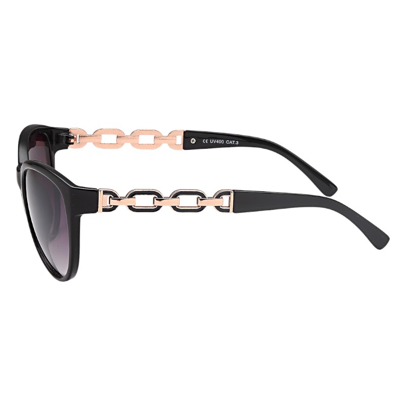 Locs Klassiske Sorte Dame Solbriller Med Kæde Stænger – Nicole | Mørke Fade Glas