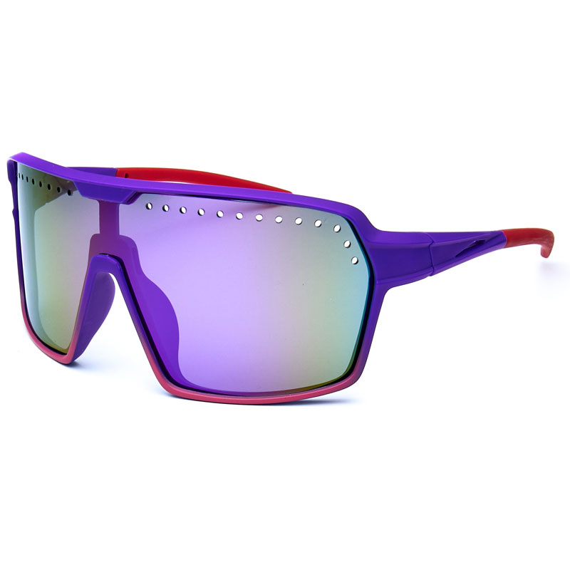 locs Lilla og lyserøde sportssolbriller / hurtigbriller med grønlilla spejlglas | Brescia