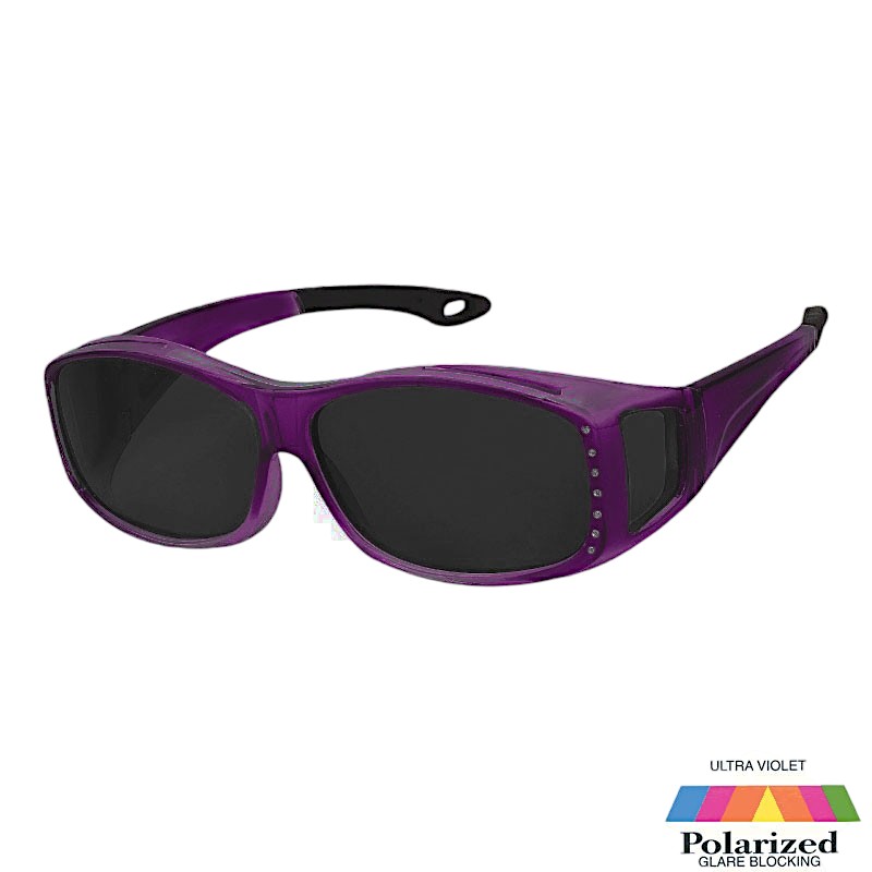 locs Lilla transparente Fit-Over Solbriller med “diamanter” – Mørke glas