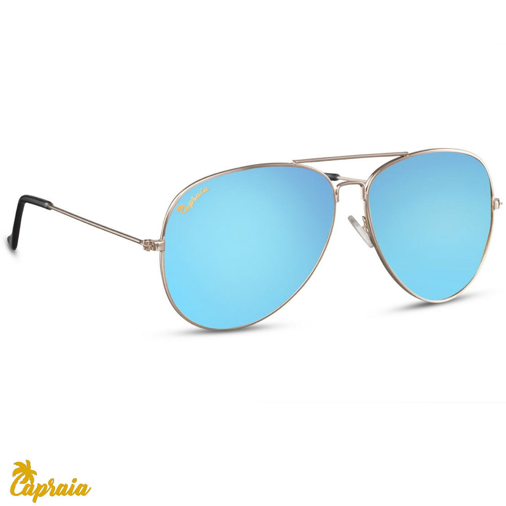 Locs Capraia Nasco – Guld Stel Og Blå Spejlglas