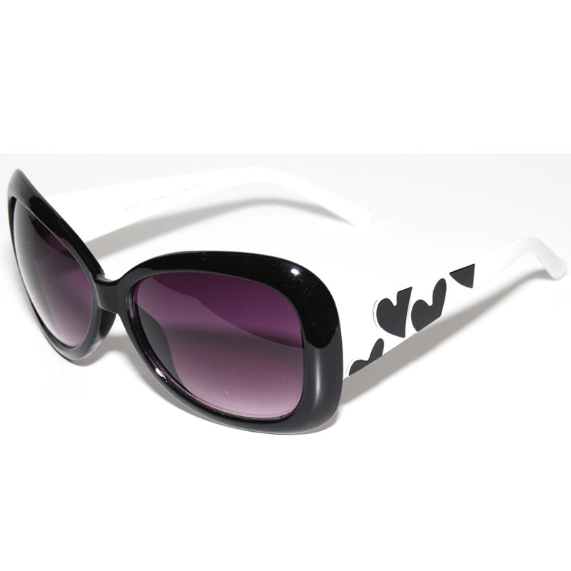 locs Dame Solbriller Med Hjerter – Sort og Hvid