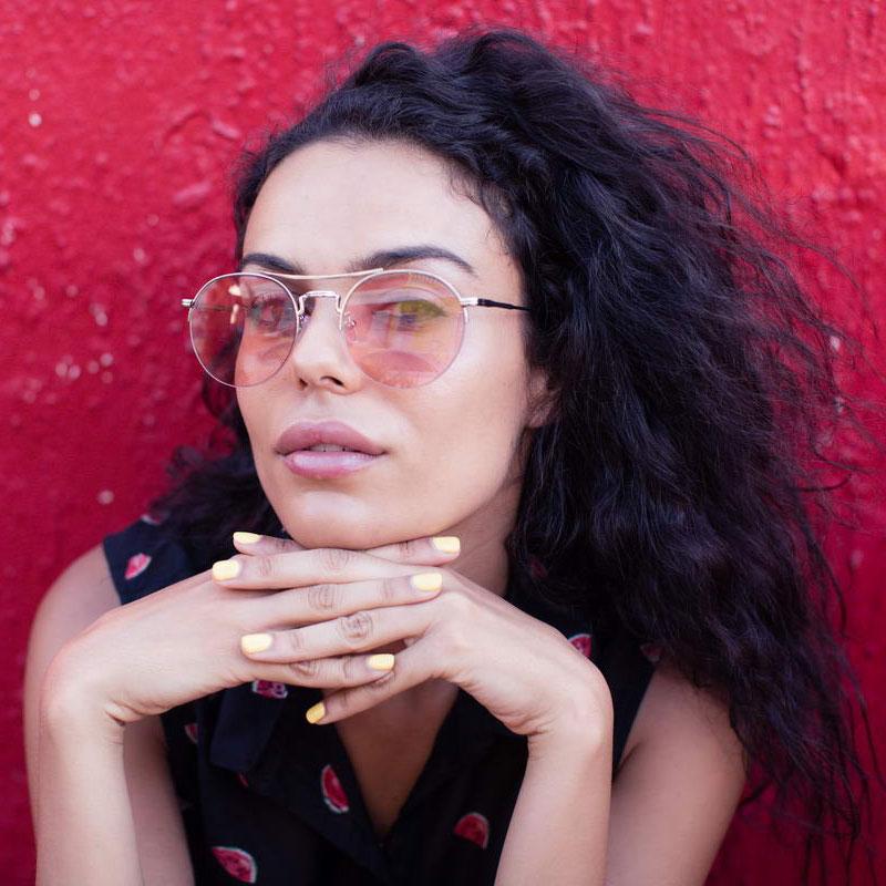 Locs Elegante Runde Solbriller – Lyserød