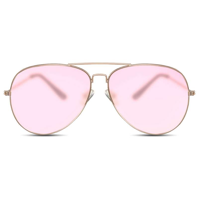 Locs Guld Aviator Solbriller – Lyserøde Glas